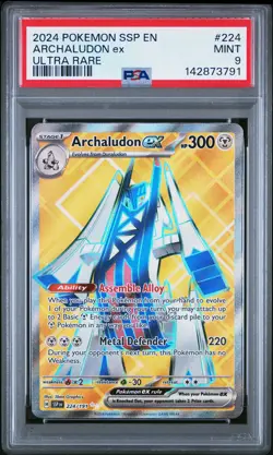 2024 POKEMON SSP EN-SURGING SPARKS ULTRA RARE #224 ARCHALUDON EX PSA 9 - Image 1