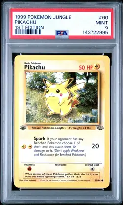 1999 POKEMON JUNGLE 1ST EDITION #60 PIKACHU PSA 9 - Image 1