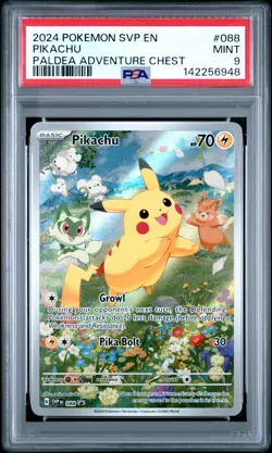 2024 POKEMON SVP EN-SV BLACK STAR PROMO PALDEA ADVENTURE CHEST PIKACHU PSA 9 - Image 1