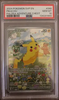 2024 POKEMON SVP EN-SV BLACK STAR PROMO PALDEA ADVENTURE CHEST PIKACHU PSA 10 - Image 1