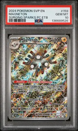 2024 POKEMON SURGING SPARKS POKEMON CENTER ETB PROMO SVP #159 MAGNETON PSA 10 - Image 1