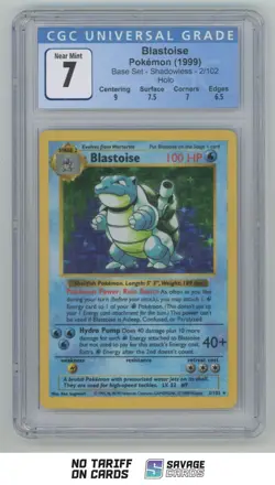 1999 Pokemon Classic Base Set Shadowless Holo Blastoise CGC 7 #2/102 - Image 1