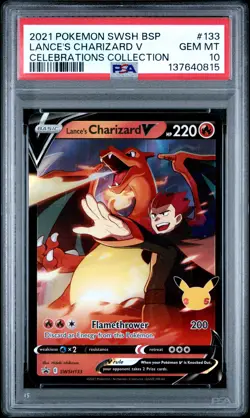 2021 POKEMON SWSH PROMO CELEBRATIONS COLLECTION LANCE'S CHARIZARD V PSA 10 - Image 1
