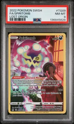 2022 POKEMON SWORD & SHIELD LOST ORIGIN #TG09 FULL ART/SPIRITOMB PSA 8 - Image 1