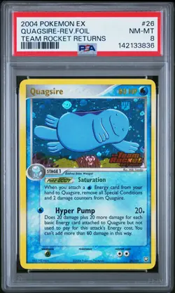 2004 POKEMON EX TEAM ROCKET RETURNS #26 QUAGSIRE-REVERSE FOIL PSA 8 - Image 1
