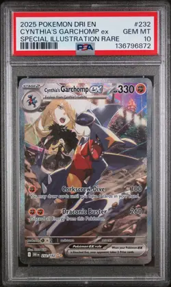 2025 POKEMON DRI SPECIAL ILLUSTRATION RARE #232 CYNTHIA'S GARCHOMP EX PSA 10 - Image 1