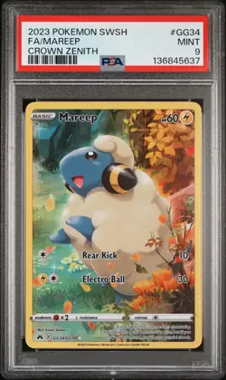 2023 POKEMON SWORD & SHIELD CROWN ZENITH #GG34 FULL ART/MAREEP PSA 9 - Image 1