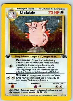 Clefable 1/64 - 1st Edition Jungle WOTC Vintage Holo Rare Pokemon Card - Image 1