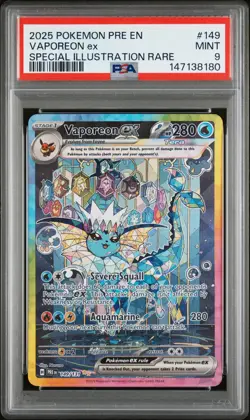 2025 POKEMON PRISMATIC EVOLUTIONS SPECIAL ILLUSTRATION RARE VAPOREON EX PSA 9 - Image 1