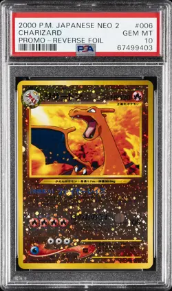 2000 POKEMON JAPANESE NEO 2 PROMO REVERSE FOIL #006 CHARIZARD PSA 10 - Image 1