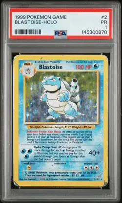 1999 POKEMON BASE SET UNLIMITED #2 BLASTOISE-HOLO PSA 1 - Image 1