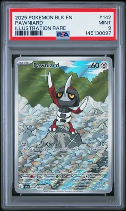 2025 POKEMON BLK EN-BLACK BOLT ILLUSTRATION RARE #142 PAWNIARD PSA 9 - Image 1
