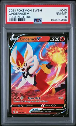 2021 POKEMON SWORD & SHIELD FUSION STRIKE #043 CINDERACE V PSA 8 - Image 1