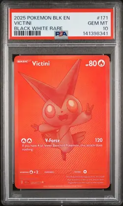 2025 POKEMON BLK EN-BLACK BOLT BLACK WHITE RARE #171 VICTINI PSA 10 - Image 1