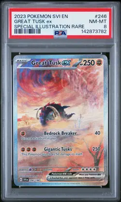 2023 POKEMON SCARLET & VIOLET SPECIAL ILLUSTRATION RARE #246 GREAT TUSK EX PSA 8 - Image 1