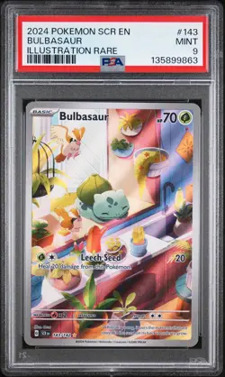 2024 POKEMON SCR EN-STELLAR CROWN ILLUSTRATION RARE #143 BULBASAUR PSA 9 - Image 1