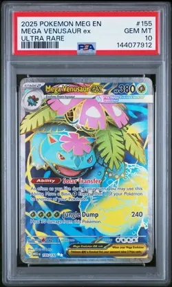 2025 POKEMON MEG EN-MEGA EVOLUTION ULTRA RARE #155 MEGA VENUSAUR EX PSA 10 - Image 1
