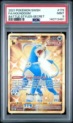 PSA 9 Mint Pokemon Battle Styles Houndoom #179 Secret Rare Full Art - Image 1
