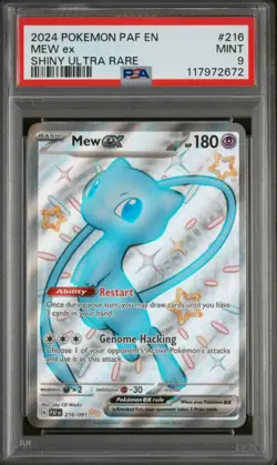 Pokemon Mew ex SV: Paldean Fates 216/091 PSA 9 Holo Shiny Ultra Rare English - Image 1