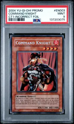 2004 YU-GI-OH! PROMO COLLECTOR TINS-INCORRECT FOIL #EN003 COMMAND KNIGHT PSA 9 - Image 1