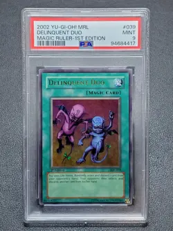2002 Yugioh MRL-039 Delinquent Duo Ultra Rare 1st Edition PSA 9 Mint - Image 1