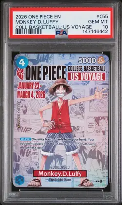 2026 ONE PIECE PROMOS COLLEGE BASKETBALL : US VOYAGE MONKEY D. LUFFY PSA 10 - Image 1