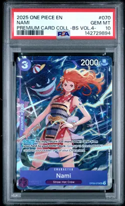 2025 ONE PIECE PREMIUM CARD COLLECTION BEST SELECTION VOL.4 #070 NAMI PSA 10 - Image 1