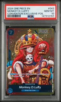 2024 ONE PIECE PROMOS CONVENTION EXCLUSIVE-FOIL #043 MONKEY D. LUFFY PSA 10 - Image 1