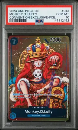 2024 ONE PIECE PROMOS CONVENTION EXCLUSIVE-FOIL #043 MONKEY D. LUFFY PSA 10 - Image 1