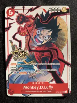 Luffy RARE 3RD ANNIVERSARY PROMO ALT ART ST01-012 ONE PIECE TCG NM - Image 1