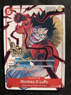 Luffy RARE 3RD ANNIVERSARY PROMO ALT ART ST01-012 ONE PIECE TCG NM - Image 2