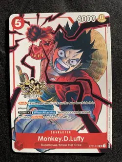Luffy RARE 3RD ANNIVERSARY PROMO ALT ART ST01-012 ONE PIECE TCG NM - Image 4