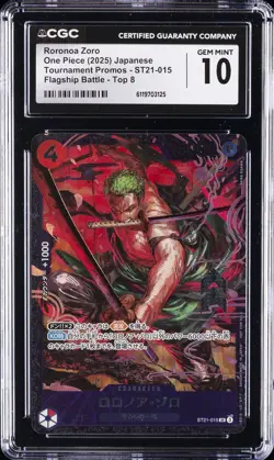 2025 ONE PIECE JAPANESE TOURNAMENT PROMOS TOP 8 #ST21-015 RORONOA ZORO CGC 10 - Image 1