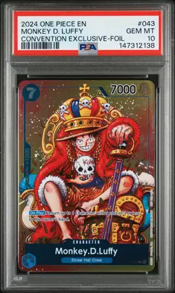 2024 ONE PIECE PROMOS CONVENTION EXCLUSIVE-FOIL #043 MONKEY D. LUFFY PSA 10 - Image 1