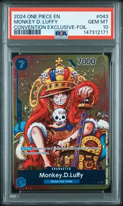 2024 ONE PIECE PROMOS CONVENTION EXCLUSIVE-FOIL #043 MONKEY D. LUFFY PSA 10 - Image 1