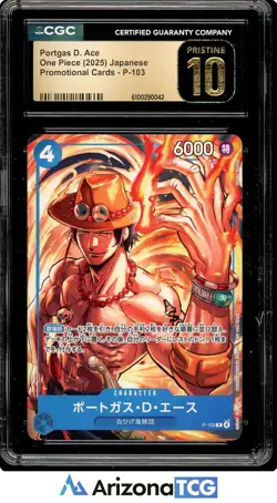 One Piece 2025 Portgas D. Ace P-103 One Piece Japanese Promo BLACK LABEL CGC 10 - Image 1