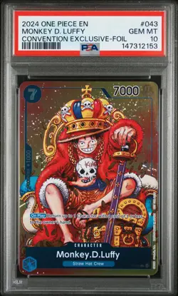 2024 ONE PIECE PROMOS CONVENTION EXCLUSIVE-FOIL #043 MONKEY D. LUFFY PSA 10 - Image 1