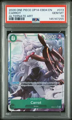 2026 ONE PIECE OP14-EB04-THE AZURE SEA'S SEVEN ALTERNATE ART #013 CARROT PSA 10 - Image 1