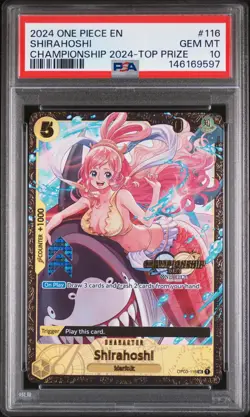 2024 ONE PIECE PROMOS CHAMPIONSHIP 2024-TOP PRIZE #116 SHIRAHOSHI PSA 10 - Image 1