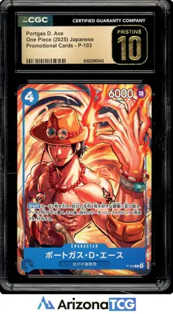 One Piece 2025 Portgas D. Ace P-103 One Piece Japanese Promo BLACK LABEL CGC 10 - Image 1