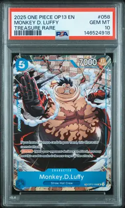 2025 ONE PIECE OP13-CARRYING ON HIS WILL TREASURE RARE MONKEY D. LUFFY PSA 10 - Image 1