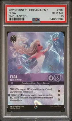 2023 DISNEY LORCANA THE FIRST CHAPTER ENCHANTED ELSA SPIRIT OF WINTER PSA 10 - Image 1