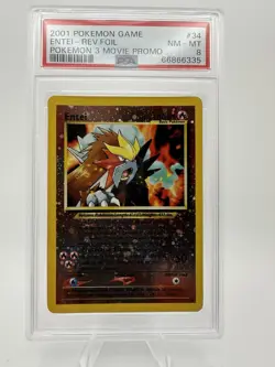 Pokemon Entei Movie Promo 34 PSA 8 Reverse Holo Promo English Card - Image 1