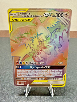 2019 Moltres & Zapdos & Articuno GX NM Rainbow 69/68 Hidden Fates Pokemon Card - Image 1