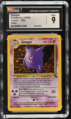 CGC 9 MINT Gengar 1999 Fossil 5/62 Holo Pokemon Card - Image 1