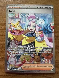 Mint Condition Pokemon TCG Iono Trainer Supporter Full Art Holo Card! - Image 1