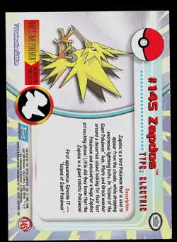 Pokemon Card - Zapdos Topps TV Animation Edition 145 Blue Logo - Image 2