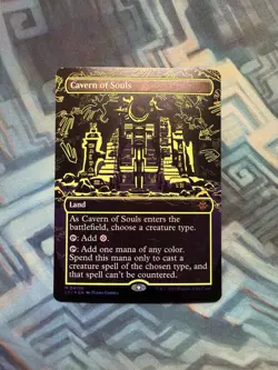 MTG Foil Borderless Cavern of Souls Neon Yellow Ink 0410b NM Unplayed Ixalan - Image 2
