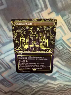 MTG Foil Borderless Cavern of Souls Neon Yellow Ink 0410b NM Unplayed Ixalan - Image 4