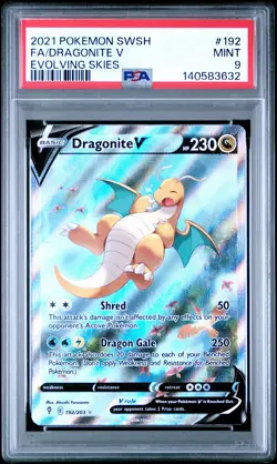 2021 POKEMON SWORD & SHIELD EVOLVING SKIES #192 FULL ART/DRAGONITE V PSA 9 - Image 1